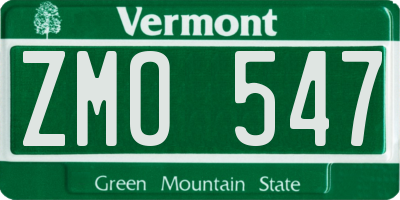 VT license plate ZMO547