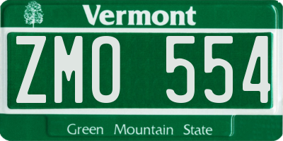 VT license plate ZMO554