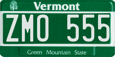 VT license plate ZMO555