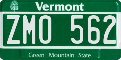 VT license plate ZMO562