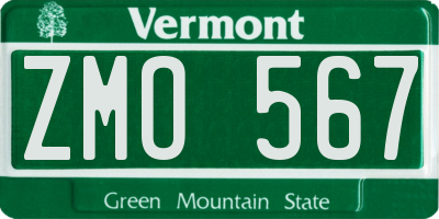 VT license plate ZMO567