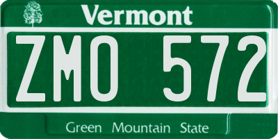 VT license plate ZMO572