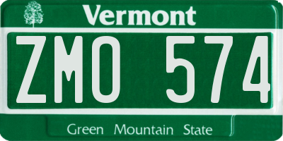 VT license plate ZMO574