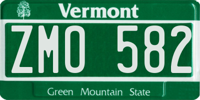VT license plate ZMO582