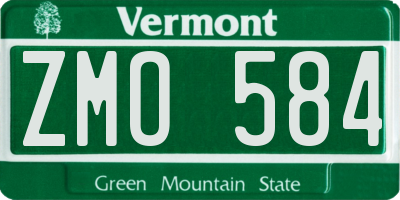 VT license plate ZMO584