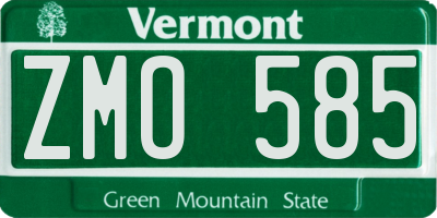 VT license plate ZMO585