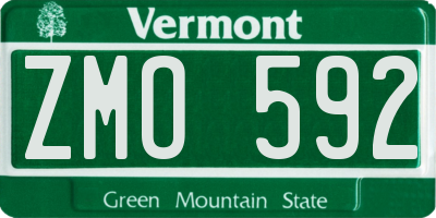 VT license plate ZMO592