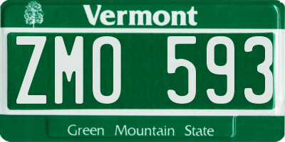 VT license plate ZMO593