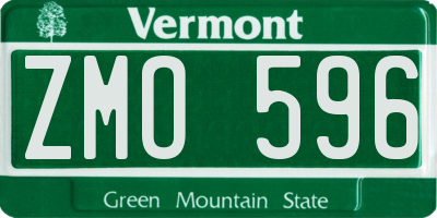 VT license plate ZMO596
