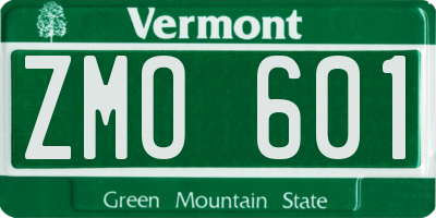 VT license plate ZMO601
