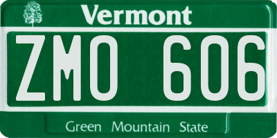 VT license plate ZMO606