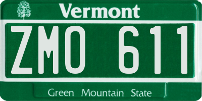 VT license plate ZMO611