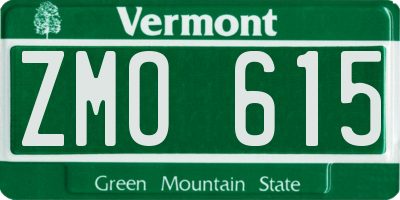 VT license plate ZMO615