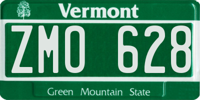 VT license plate ZMO628