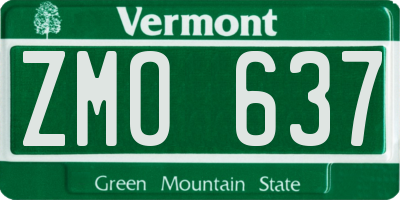 VT license plate ZMO637