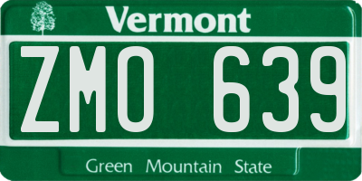 VT license plate ZMO639