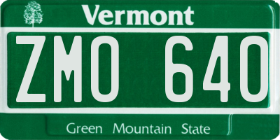 VT license plate ZMO640