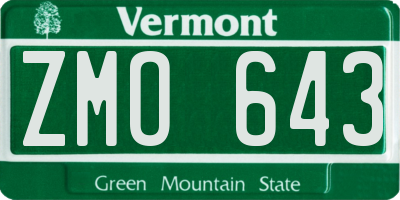 VT license plate ZMO643