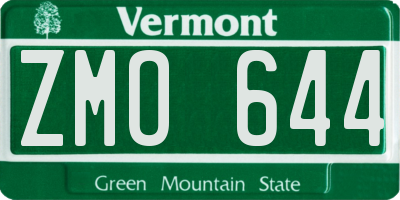 VT license plate ZMO644