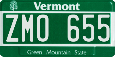 VT license plate ZMO655