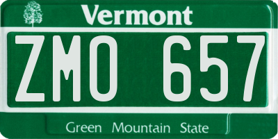 VT license plate ZMO657