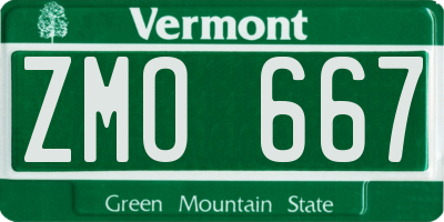 VT license plate ZMO667