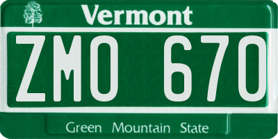 VT license plate ZMO670