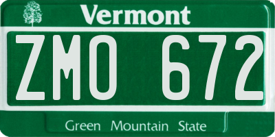 VT license plate ZMO672