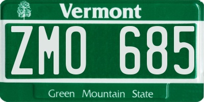 VT license plate ZMO685