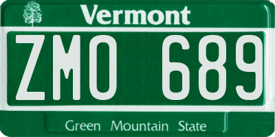 VT license plate ZMO689