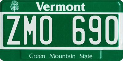 VT license plate ZMO690