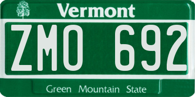 VT license plate ZMO692