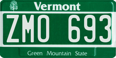 VT license plate ZMO693