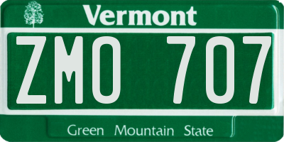 VT license plate ZMO707