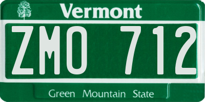 VT license plate ZMO712