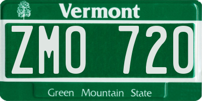 VT license plate ZMO720