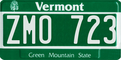 VT license plate ZMO723
