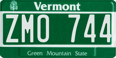 VT license plate ZMO744