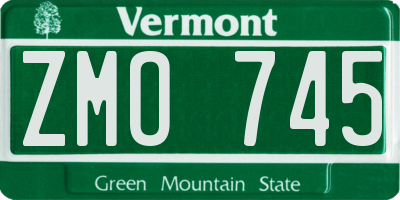 VT license plate ZMO745