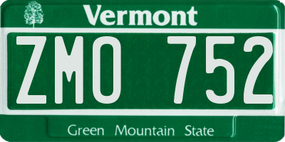 VT license plate ZMO752