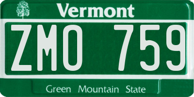 VT license plate ZMO759