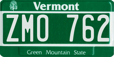 VT license plate ZMO762