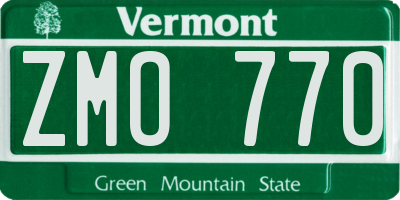 VT license plate ZMO770