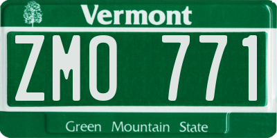 VT license plate ZMO771