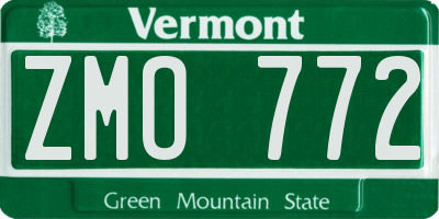VT license plate ZMO772