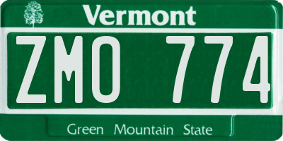 VT license plate ZMO774