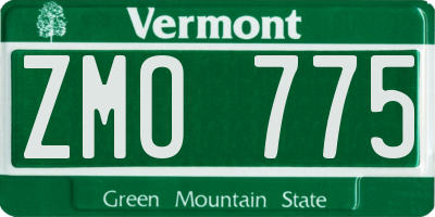 VT license plate ZMO775