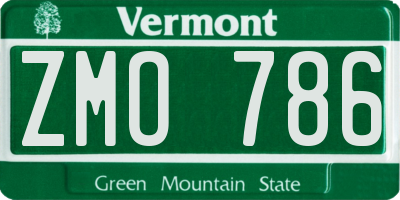 VT license plate ZMO786