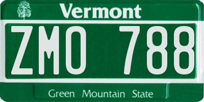 VT license plate ZMO788