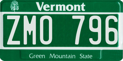 VT license plate ZMO796